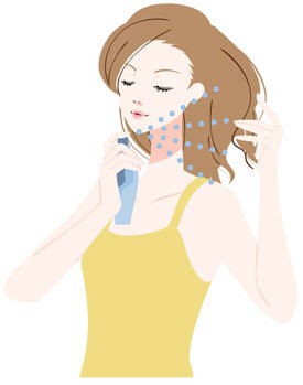 髪を乾かす女性のイラスト